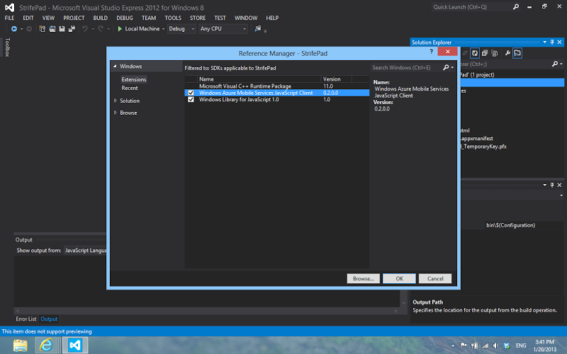 alt="การเตรียมโปรเจกต์เพื่อใช้งาน Windows Azure SDK"