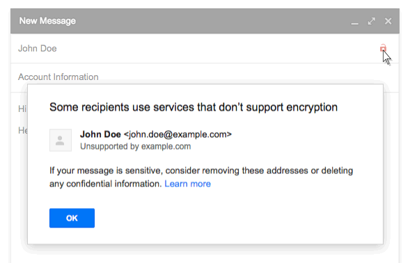 Gmail เริ่มเตือนการส่งเมลไปยังปลายทางที่ไม่เข้ารหัส, รับเมล จากผู้ส่งที่ยืนยันตัวตนไม่ได้ | Blognone