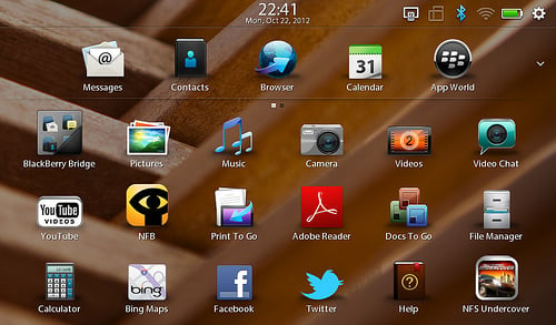 alt="หน้าตาของ Playbook OS 2.1 /2"