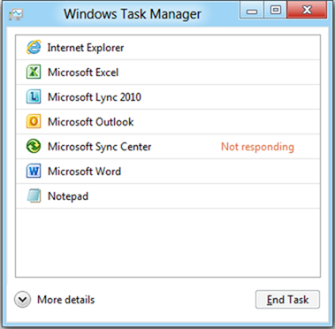 windows task manager not responding
