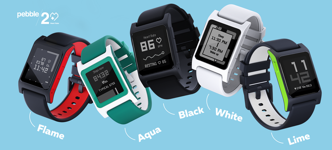 alt="Five color of Pebble2."